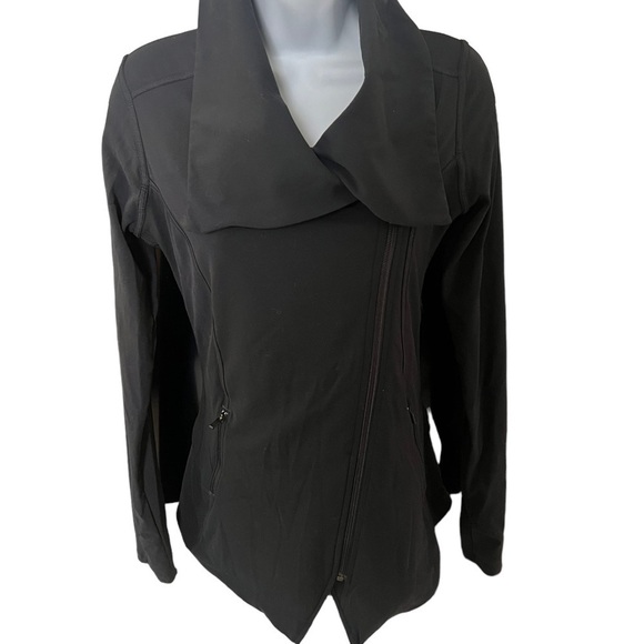 Athleta Bliss Out Asymmetric Zip Cowl Neck Gray Mesh Back Jacket Size XXS - Picture 3 of 12